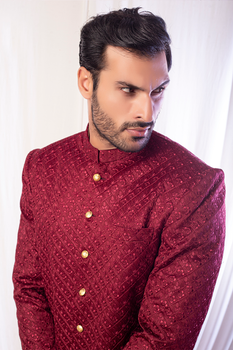 Maroon Elegance Sherwani