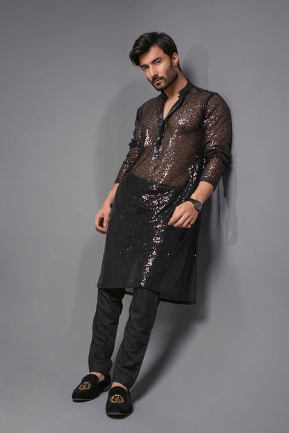 ER 515 Sequenced Net Kurta Pajama