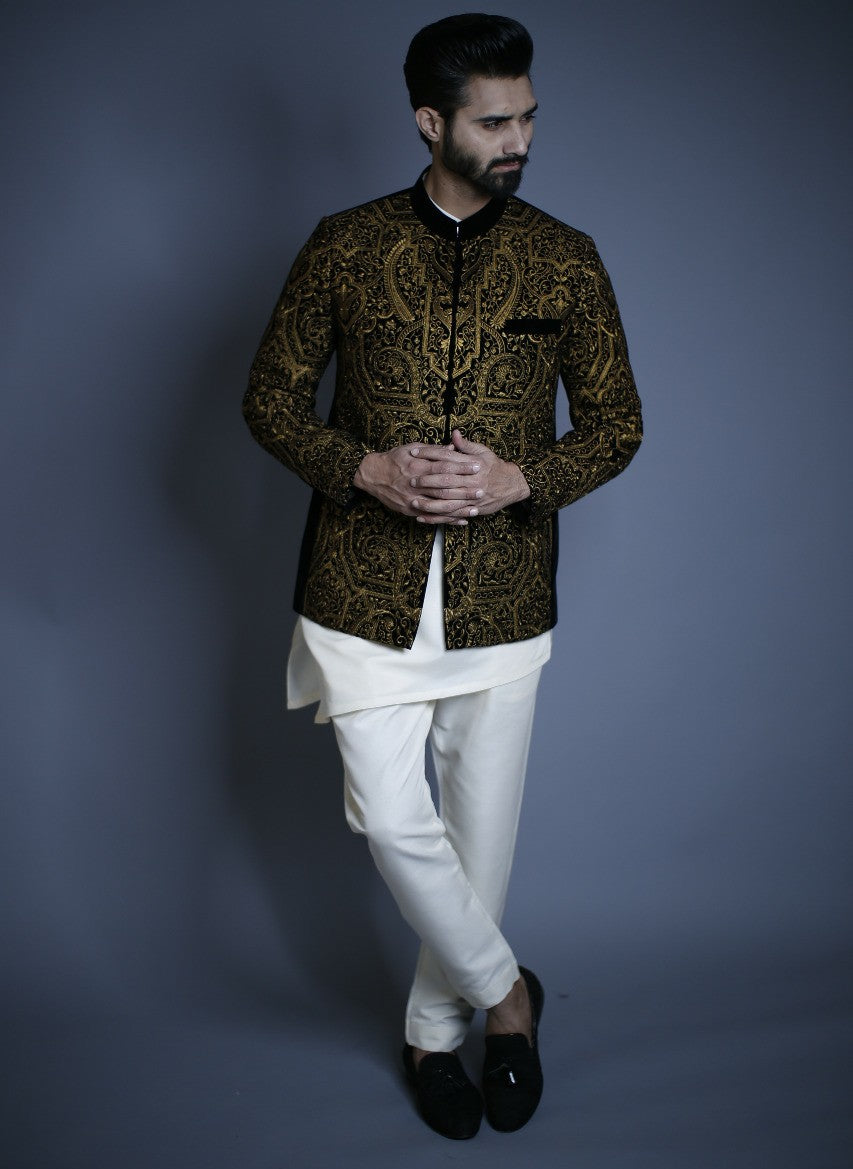 ER PC 2042 Black on Black Copper Prince Coat on Velvet – Edge Republic