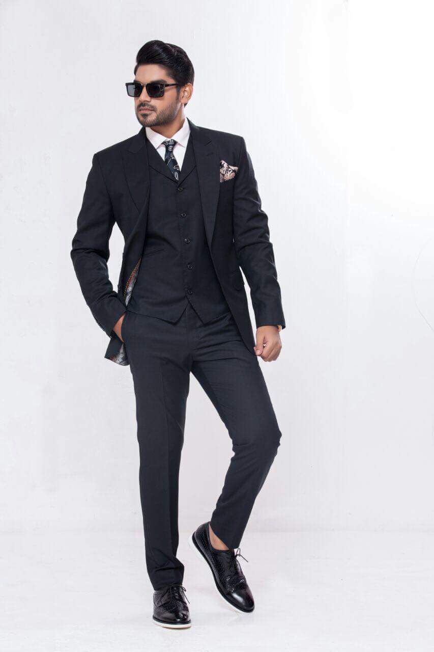Natural Black 3 Pc Suit For Men