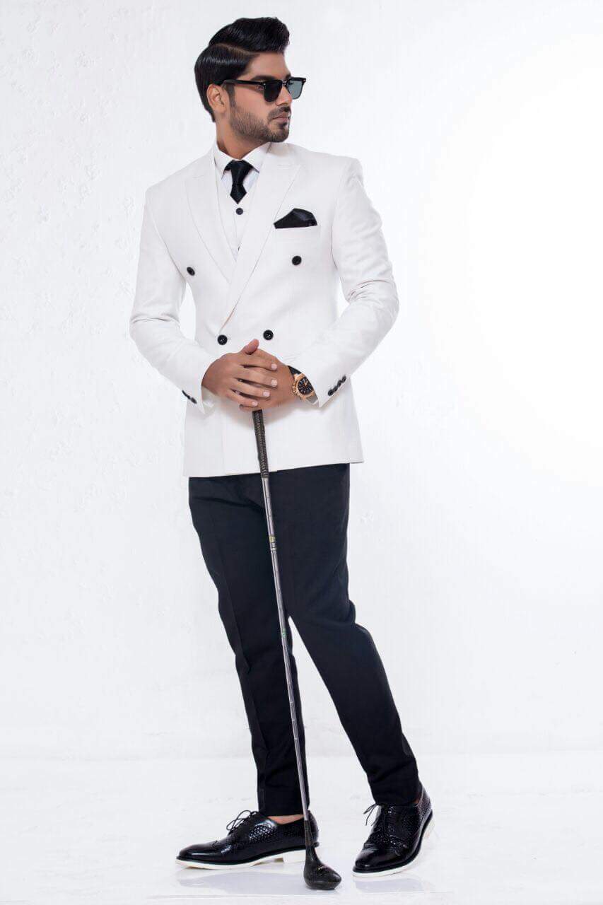 Botong Summer Wedding Suits White Jacket Black Pants 2 Pieces Men Suits  White 34 Chest / 28 Waist : Amazon.co.uk: Fashion